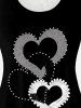 Plus Size Valentines Heart Printed Lace Panel Tank Top -  