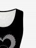 Plus Size Valentines Heart Printed Lace Panel Tank Top -  