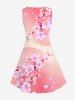 Plus Size Ombre Sakura Flower Printed Tank Dress -  