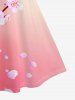 Plus Size Ombre Sakura Flower Printed Tank Dress -  