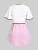 Plus Size Flutter Sleeves Broderie Anglaise Knot Top and Textured Tank Top Set -  