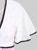 Plus Size Flutter Sleeves Broderie Anglaise Knot Top and Textured Tank Top Set -  