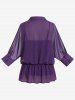 Plus Size Button Up Chiffon Shirt and Lace Trim Camisole -  