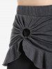 Pantalon Capri Plissé de Grande Taille à Volants - Noir 2X | US 18-20
