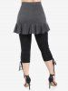 Plus Size Cinched Ruched Flounce Pull On Skirted Capri Pants -  
