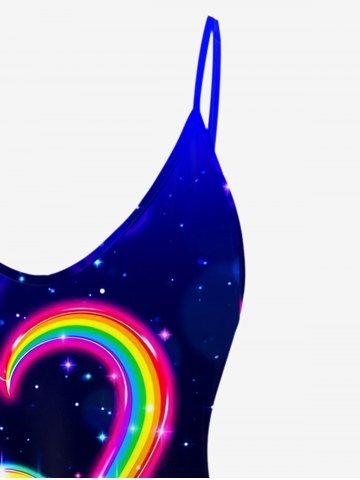 Plus Size Glitter Rainbow Heart Print Cami Top (Adjustable Straps)