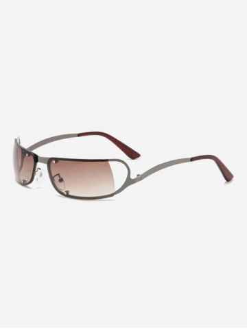 Cut Out Metal Frame Sunglasses - LIGHT BROWN