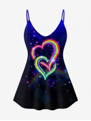 Plus Size Glitter Rainbow Heart Print Cami Top -  