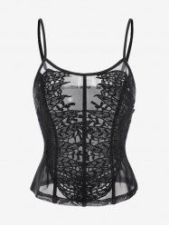 Gothic Guipure Lace Applique Sheer Mesh Camisole -  