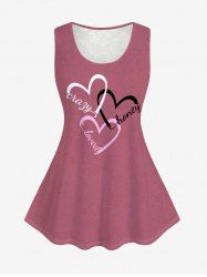 Plus Size Heart Letters Lace Panel Valentines Tank Top -  