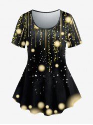 Plus Size Sparkles Glitter Printed Short Sleeves Tee -  