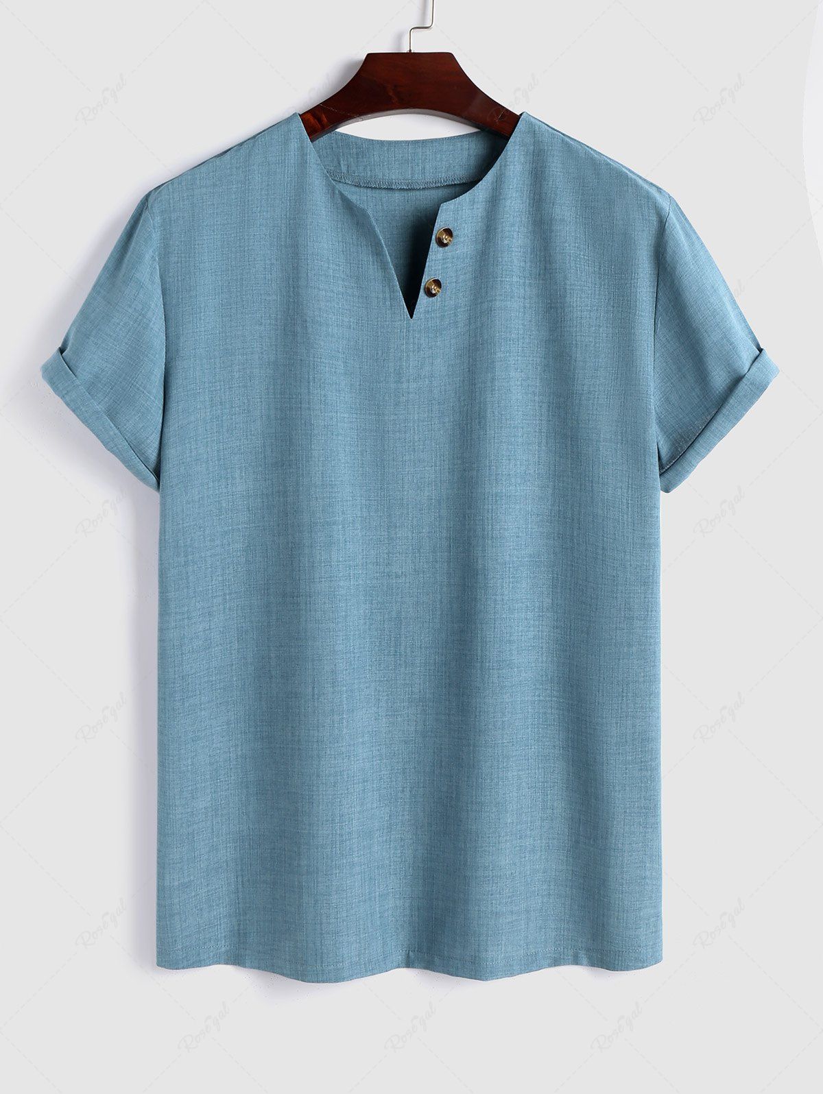 Shops Notch Collar Short Sleeves Popover T-shirt  