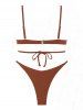 Maillot de Bain Bikini Côtelé en Forme D'Etoile - Café profond L