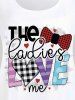 Plus Size Letters Plaid Heart Printed Valentines Graphic Tee -  