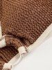 Crinkle Textured Contrast Piping High Leg O-ring Bikini Swimwear -  