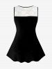 Plus Size Sunflower Love Lace Panel Valentines Tank Top -  