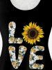 Plus Size Sunflower Love Lace Panel Valentines Tank Top -  
