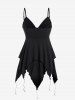 Gothic Spaghetti Strap Cinched Ruched Handkerchief Hem Layered Top -  