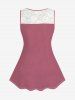 Plus Size Heart Letters Lace Panel Valentines Tank Top -  