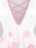 T-shirt Ombré Croisé Plongeant à Imprimé Fleur de Grande Taille - Rose clair 5x | US 30-32