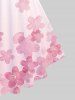 T-shirt Ombré Croisé Plongeant à Imprimé Fleur de Grande Taille - Rose clair 5x | US 30-32