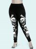 Gothic Skull Spider Web Print Leggings -  