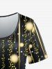 Plus Size Sparkles Glitter Printed Short Sleeves Tee -  