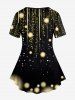 Plus Size Sparkles Glitter Printed Short Sleeves Tee -  