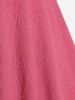 T-shirt Texturé Plongeant Chaîne de Grande Taille à Manches Bouffantes - Rose clair M | US 10