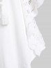 Haut Caftan avec Empiècements en Dentelle et Pompons Grande-Taille - Blanc 4X | US 26-28