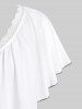 Plus Size Lace Trim Flounce V Neck Capelet Top -  