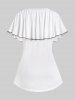 Plus Size Lace Trim Flounce V Neck Capelet Top -  
