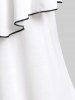 Plus Size Lace Trim Flounce V Neck Capelet Top -  