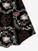 Robe Chemise Gothique Ligne A à Imprimé Crâne et Plante - Noir L | US 12