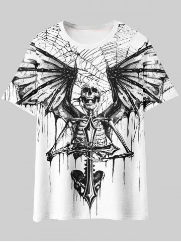 T-shirt Graphique Squelette Toile D'Araignée - WHITE - M
