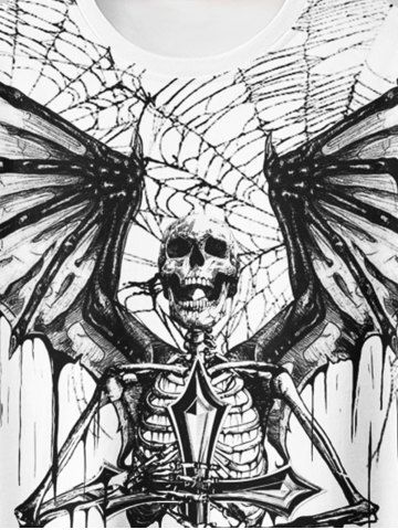 Gothic Skeleton Spider Web Graphic Tee