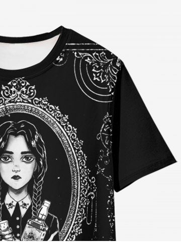 Gothic Skull Rose Figure Graphic Tee