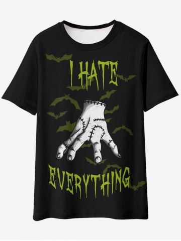 Gothic Spiders Hand Graphic Tee - BLACK - XL