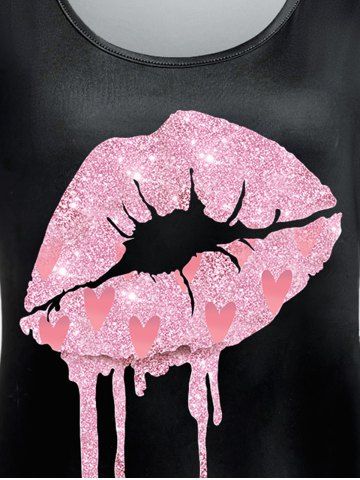 Plus Size Valentines Lip Heart Printed Short Sleeves Tee