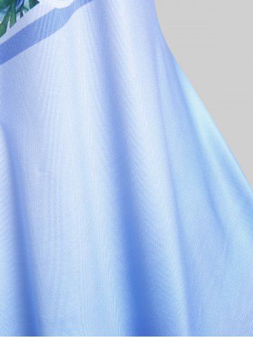 Plus Size Colorblock Flower Printed Cold Shoulder Tee