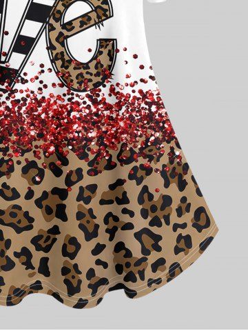 Plus Size Valentines Lip Love Leopard Printed Cold Shoulder Tee