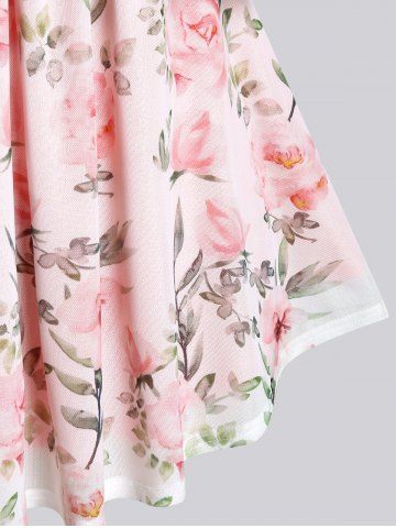 Plus Size Cottagecore Cutout Flounce Floral 2 in 1 Capelet Top