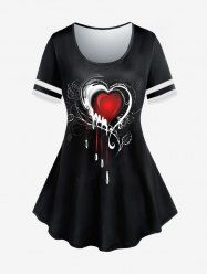 Plus Size Valentines Heart Printed Short Sleeves Tee -  