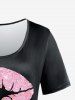 T-shirt à Imprimé Cœur Lèvre à Manches Courtes de Grande Taille - Noir L | US 12