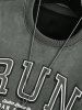 RUN Graphic Pattern Pullover Faux Suede Sweatshirt -  