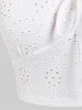 Plus Size Broderie Anglaise Backless Ruffles Tie Crop Top -  