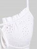 Plus Size Broderie Anglaise Backless Ruffles Tie Crop Top -  