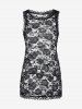 Plus Size Skew Neck Knotted Tee and Sheer Lace Tank Top Set -  