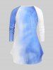 Plus Size Lace Up Ombre Color Music Notes Print Tee -  