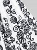Robe Mi-Longue Ligne A Fleur Contrastée de Grande Taille - Rose clair L